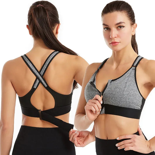 Breast Support Front Zipper Sports Casual or Gym Bra
