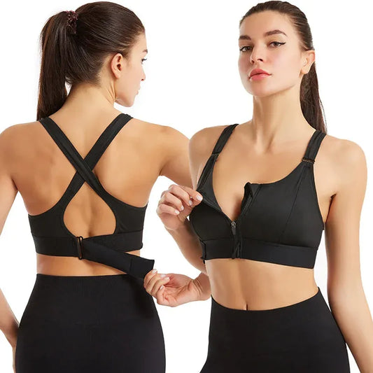 Breast Support Front Zipper Sports Casual or Gym Bra